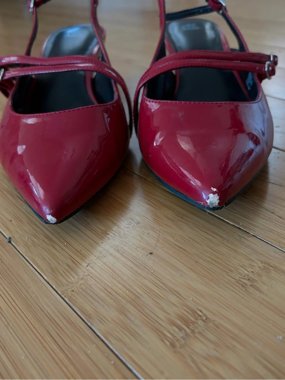 Red Patent Slingback Kitten Heel Pumps